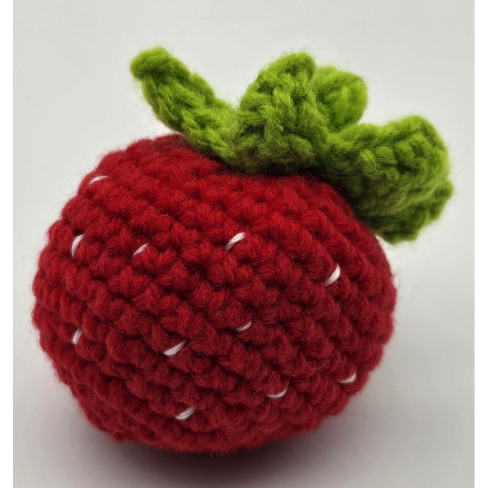 Crochet Handmade Mini Strawberry Toy Red Green‎ Amigurumi Soft Yarn 3" Tall